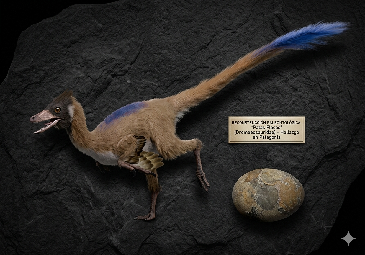 Patagonia's Tiny Dino Marvel Slender Legs – The Chicken-Sized Hunter That Darted Ancient Dunes 95 Million Years Ago Paleontologists have unearthed in Argentina's Patagonia one of the world's smallest dinosaurs, Alnashetri cerropoliciensis—nicknamed Slender Legs in the indigenous Tehuelche language—a crow-sized predator resembling a roadrunner that scurried across Cretaceous dunes chasing lizards and small mammals. This remarkably preserved specimen, detailed in a February 2026 Nature study, challenges assumptions about miniature dinosaur evolution and highlights the vast biodiversity amid the era's giants. A Miniature Marvel in Giant Country Patagonia is renowned for colossal dinosaurs like Patagotitan mayorum, potentially the largest land animal ever at 40 meters long and weighing as much as 14 African elephants. Yet in La Buitrera—a 30-kilometer stretch of vibrant orange sandstones from the mid-Cretaceous Kokorkom desert, 100 million years old—fossils reveal a miniaturized world preserved amid volcanic silica from the rising Andes. Discovered in Río Negro province near Cerro Policía, Alnashetri measured just 70 cm long (mostly tail), weighed about 1 kg (less than a broiler chicken), and stood crow-height. It ranks among the tiniest dinosaurs globally, comparable to China's Anchiornis or Germany's Archaeopteryx. The first partial leg bones surfaced in 2004, but a 2014 find—a fully articulated adult female skeleton including skull, toe phalanges, and tail vertebrae—unlocked its secrets. At 4 years old upon death, it was rapidly buried by advancing dunes, preserving it nearly intact for 95 million years. Feathered Hunter with Surprising Features Alnashetri belongs to the alvarezsaurid family—small-to-medium theropods ranging from South America to Asia, once mistakenly linked to early birds but actually cousins to Jurassic Park's compsognathids. Unlike typical kin, its forelimbs were surprisingly long with three well-developed fingers, though too small for flight. These mini-wings might have stabilized jumps or served no purpose—nature doesn't require utility for every trait, notes paleontologist Sebastián Apesteguía of Argentina's Félix de Azara Natural History Foundation and CONICET. Its teeth were robust and velociraptor-like, larger than relatives', suited for small prey like lizards, snakes, or mammals rather than insects or termites. Prior views held that truly tiny alvarezsaurids had short, robust arms with oversized thumbs, tiny side fingers, and minuscule teeth, evolving alongside anttermite diets. Alnashetri breaks that mold, explains Peter Makovicky of the University of Minnesota Twin Cities. This suggests small body sizes evolved convergently across the group, dispersing from Argentina to Asia before Pangaea's full breakup. Though no soft tissues or feathers fossilized, relatives confirm Alnashetri was likely feathered—possibly with vivid colors for display. It may have elevated its long tail like a coati for courtship, leveraging sharp dinosaurian vision amid flashy crests and sails seen in peers. Thriving Small in the Age of Giants Cretaceous Patagonia teemed with giants isolated teeth and bones nearby attest to carcharodontosaurs like Giganotosaurus and titanosaurs such as Andesaurus or Argentinosaurus. We envision dinosaur landscapes as vast arenas for behemoths, overlooking the vital small and medium players, Apesteguía observes. Alnashetri-sized dinosaurs likely abounded, hunting solo or in packs. This era of southern giants was anything but monolithic—it pulsed with extraordinary diversity. Alnashetri's story reframes Patagonia not as a titan monopoly, but an ecosystem where tiny, agile hunters dodged behemoths amid shifting dunes, underscoring the richness of 95-million-year-old life.