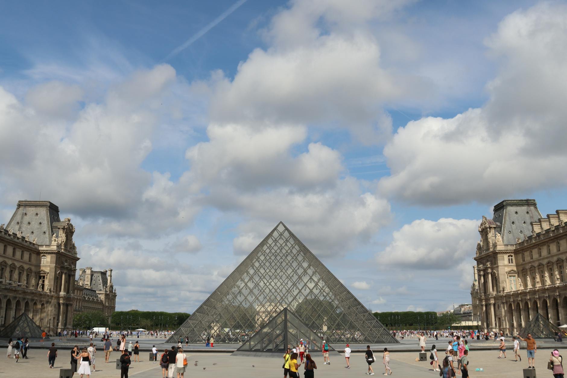 iconic louvre pyramid in paris france